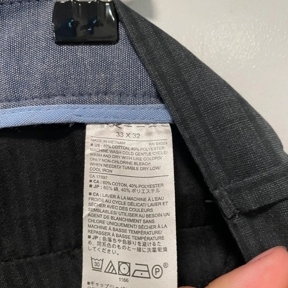 Banana Republic Aiden Fit Mens 33x32 Charcoal Grey Striped Chino Pants Slim Fit
